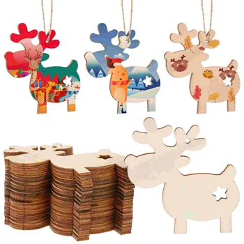 20pcs Дървени декорации за Коледната елха, изрезки с елени, фигури, Коледна украса със собствените си ръце, занаяти, Коледни кошници бирок