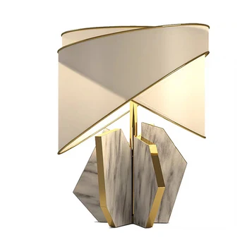 Лесна настолна лампа със златен многоугольником, креативна дизайнерска модел за хол, спалня, настолни лампи